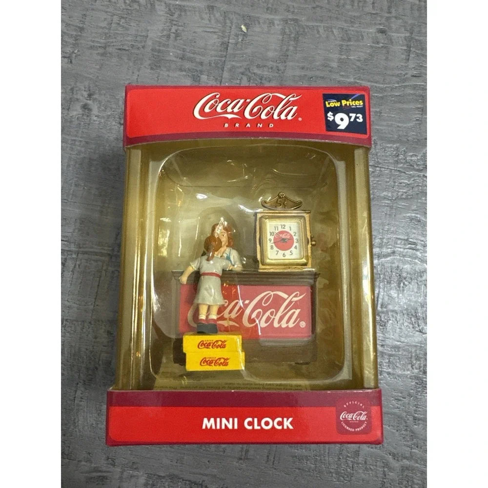 VTG 2003 Coca-Cola Mini‎ Clock Girl at Soda Fountain Scene MZ Berger CCM102 Box